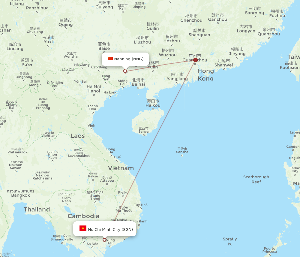 NNG-SGN flight routes