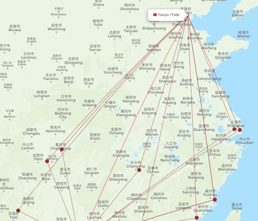NNG-TSN flight routes
