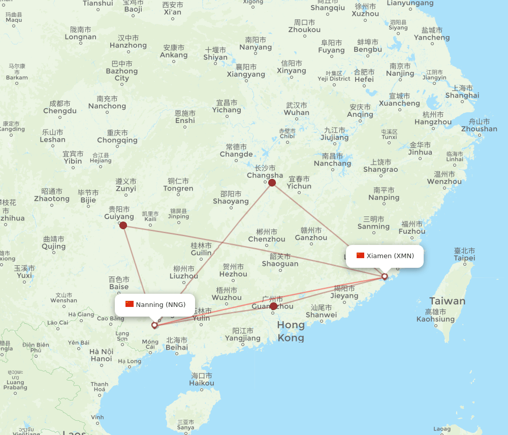 NNG-XMN flight routes