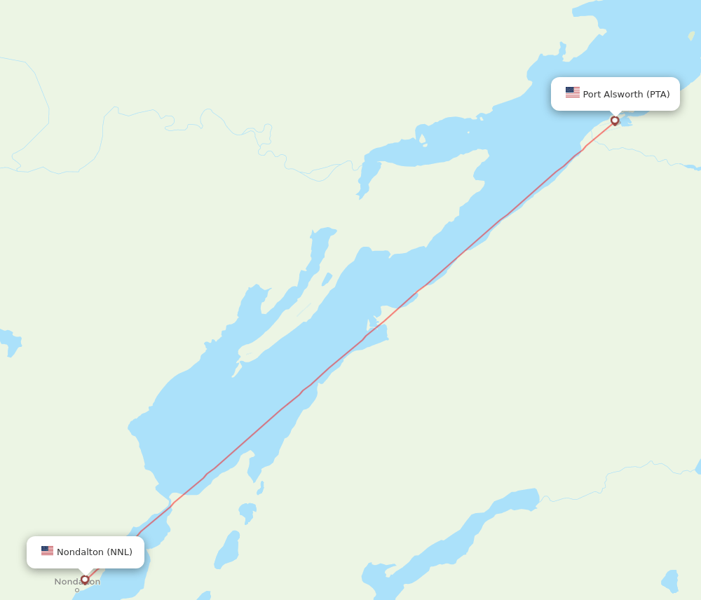 NNL to PTA flights and routes map
