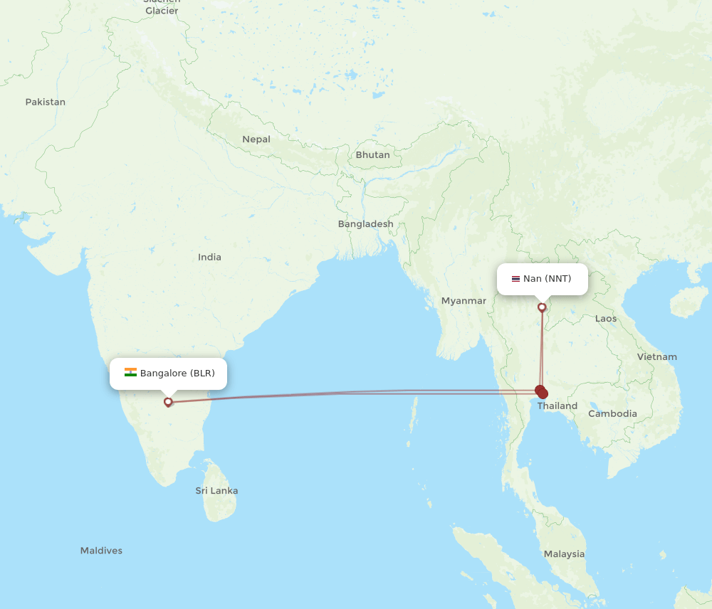 NNT-BLR flight routes
