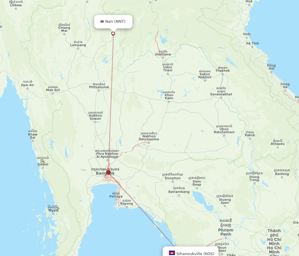 NNT-KOS flight routes