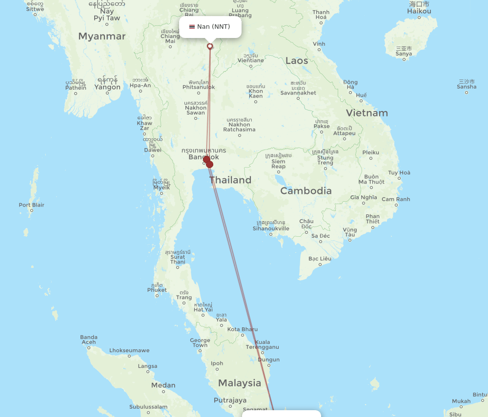 NNT to SIN flights and routes map