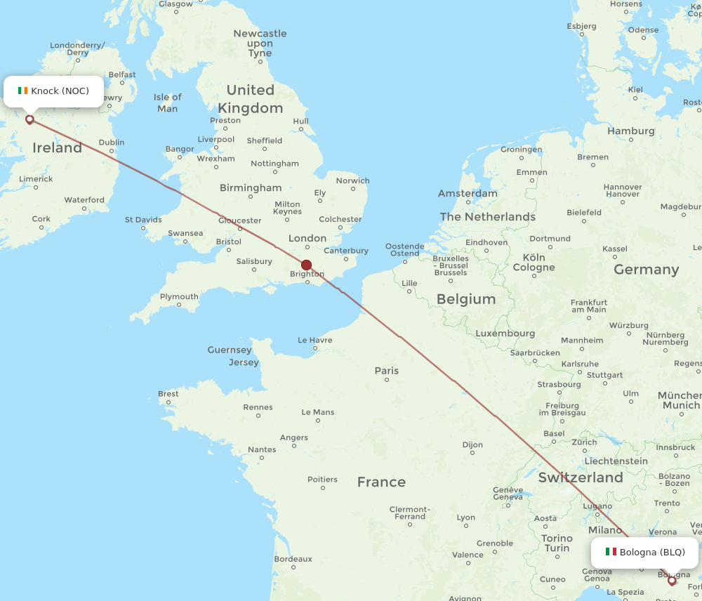 NOC-BLQ flight routes