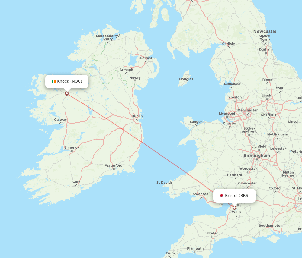 Knock - Bristol route map and flight paths