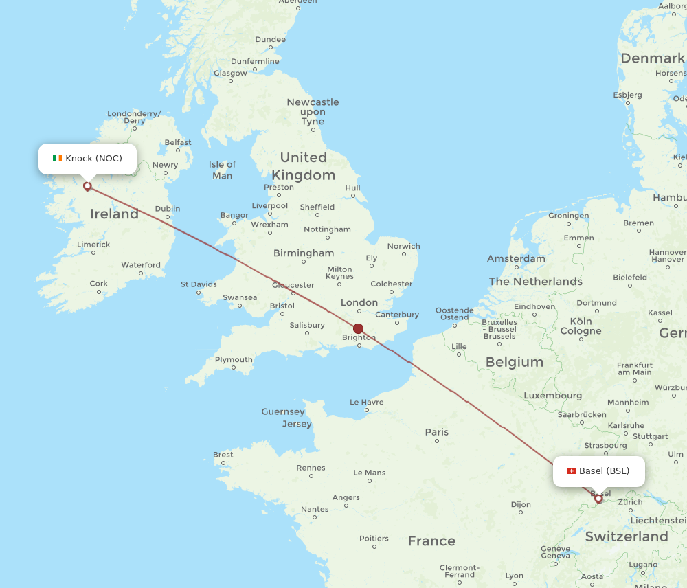 NOC to BSL flights and routes map
