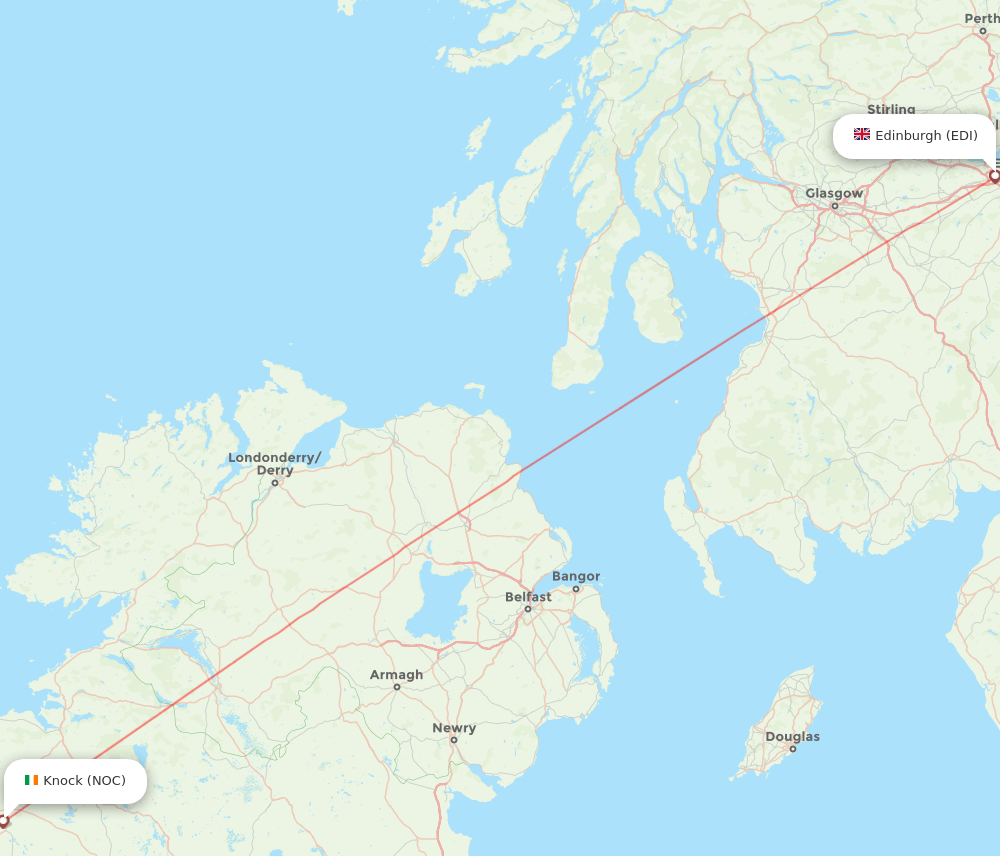 Knock - Edinburgh route map and flight paths