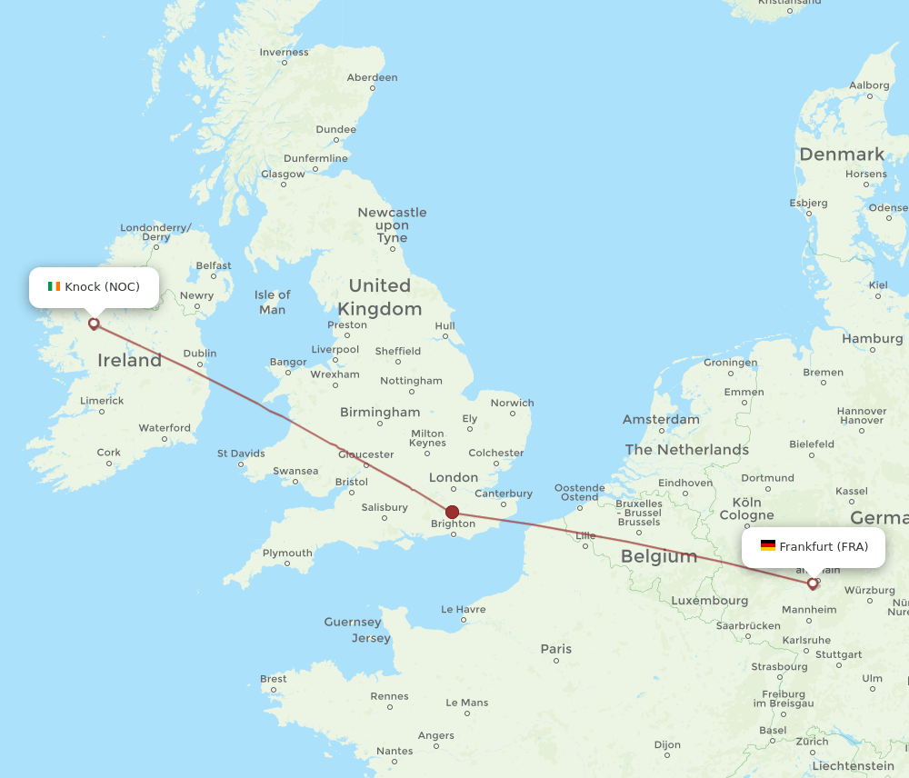 NOC-FRA flight routes