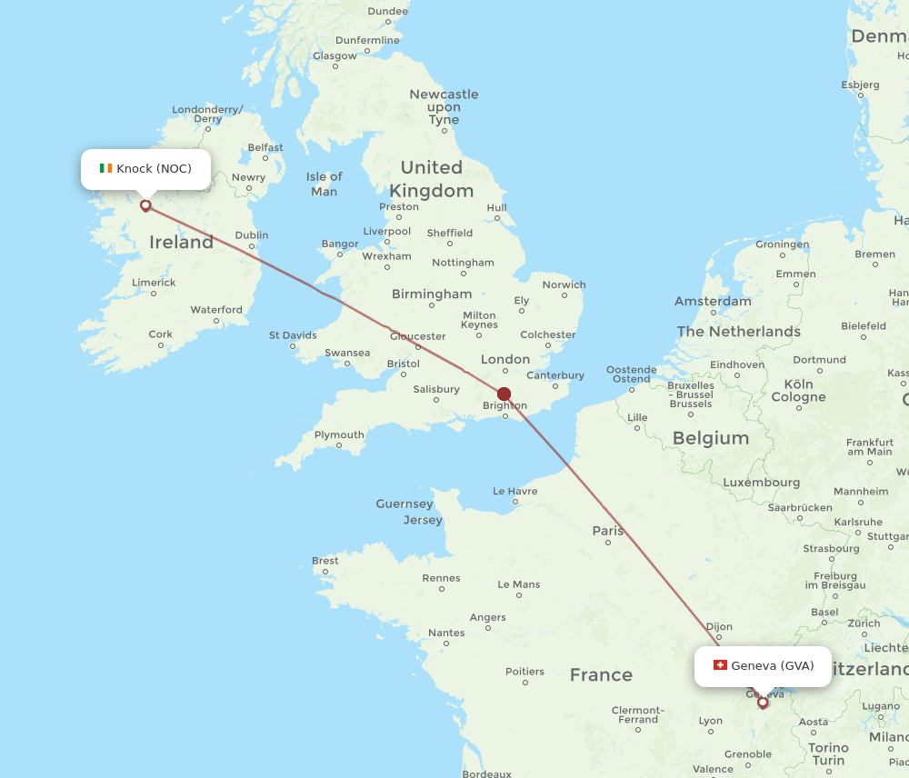 NOC to GVA flights and routes map