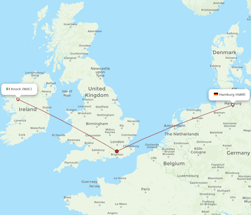 NOC-HAM flight routes