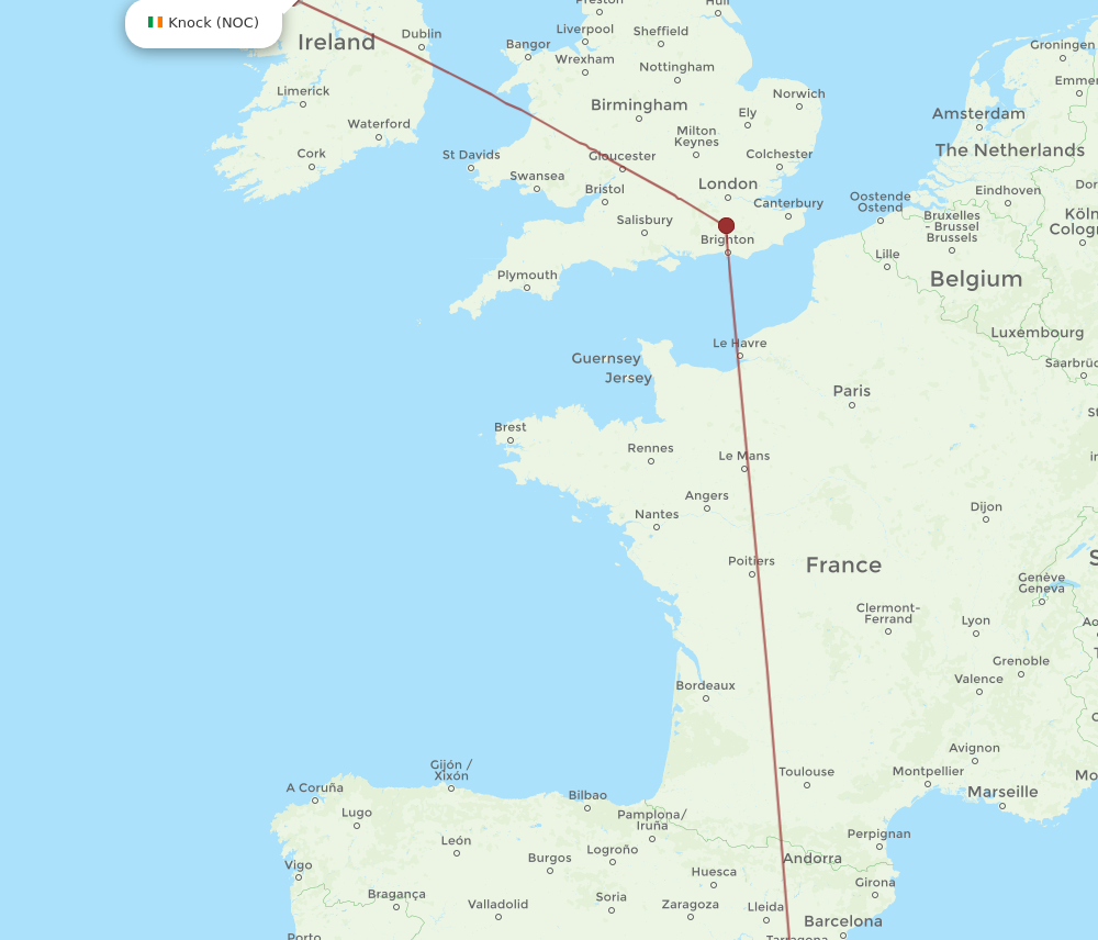 NOC to IBZ flights and routes map