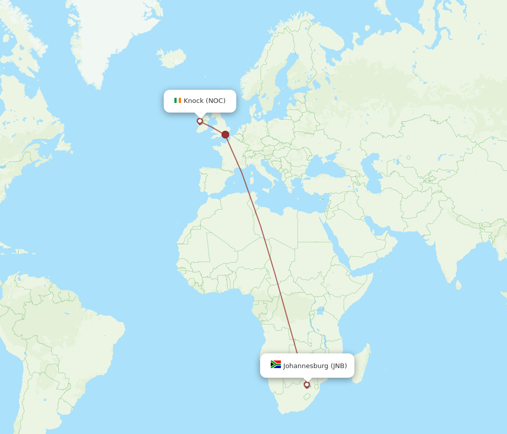 NOC-JNB flight routes