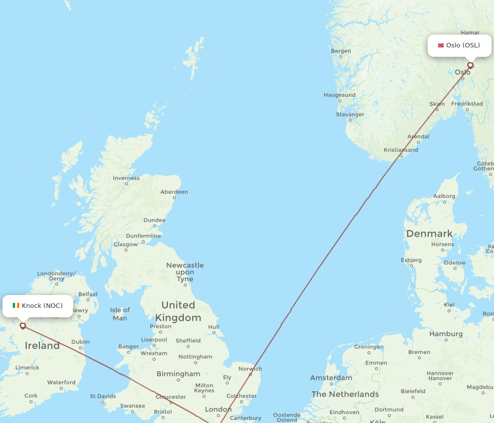 NOC-OSL flight routes