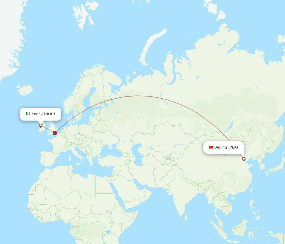 NOC-PEK flight routes