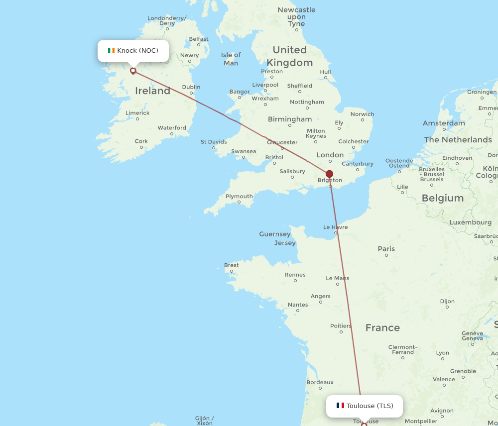 NOC to TLS flights and routes map