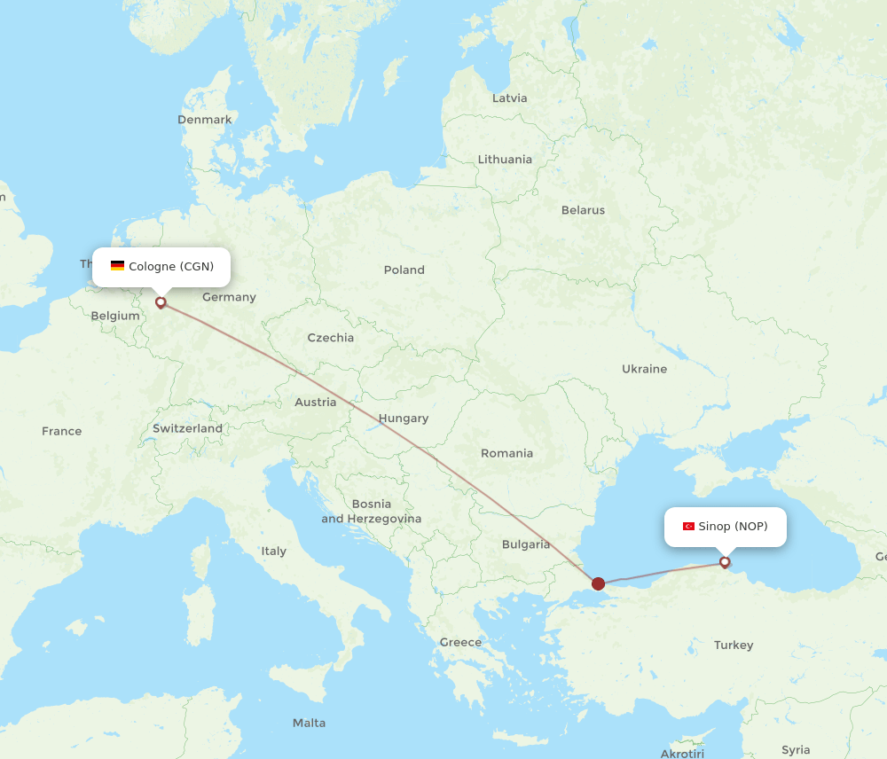 NOP-CGN flight routes