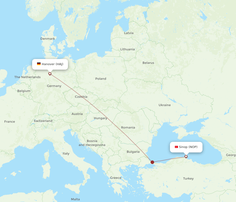 NOP-HAJ flight routes