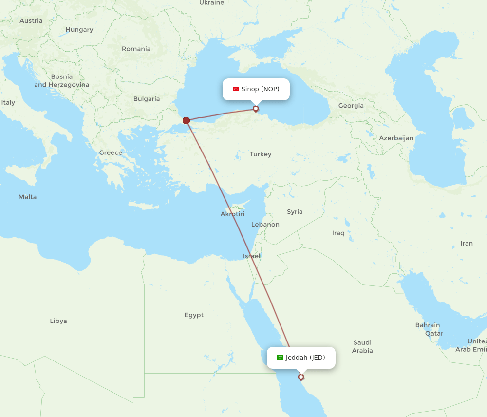 NOP to JED flights and routes map