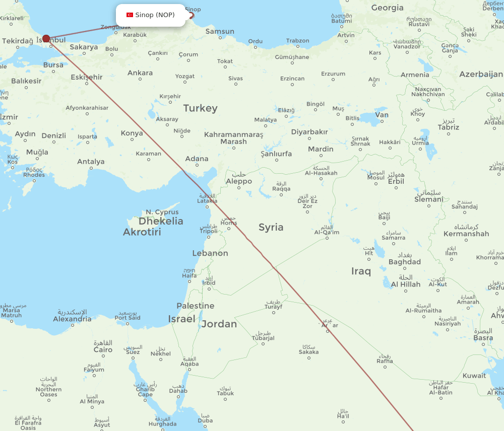 NOP-RUH flight routes
