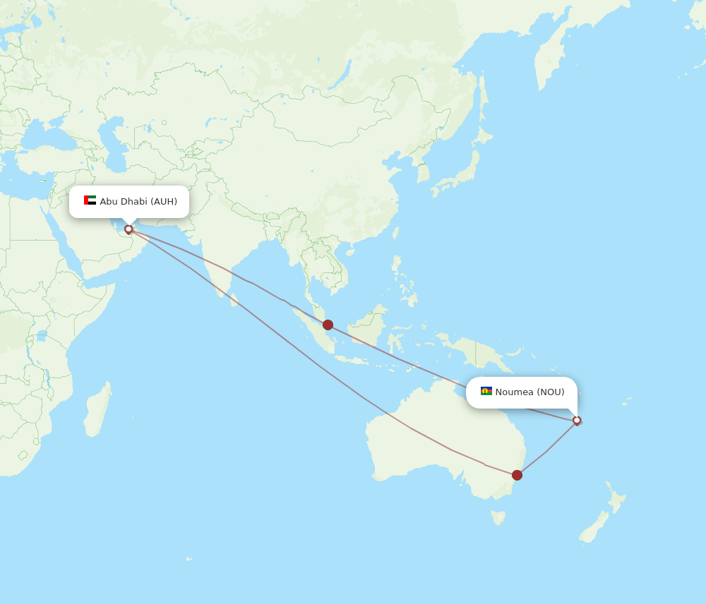 NOU-AUH flight routes