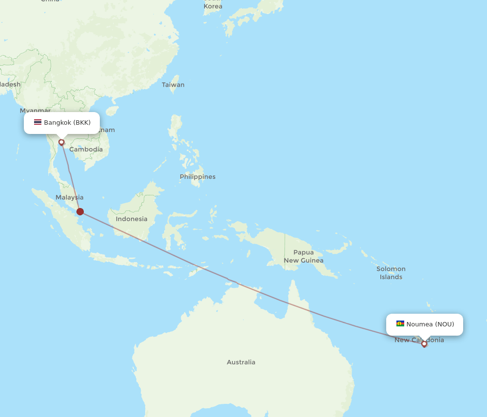 NOU-BKK flight routes