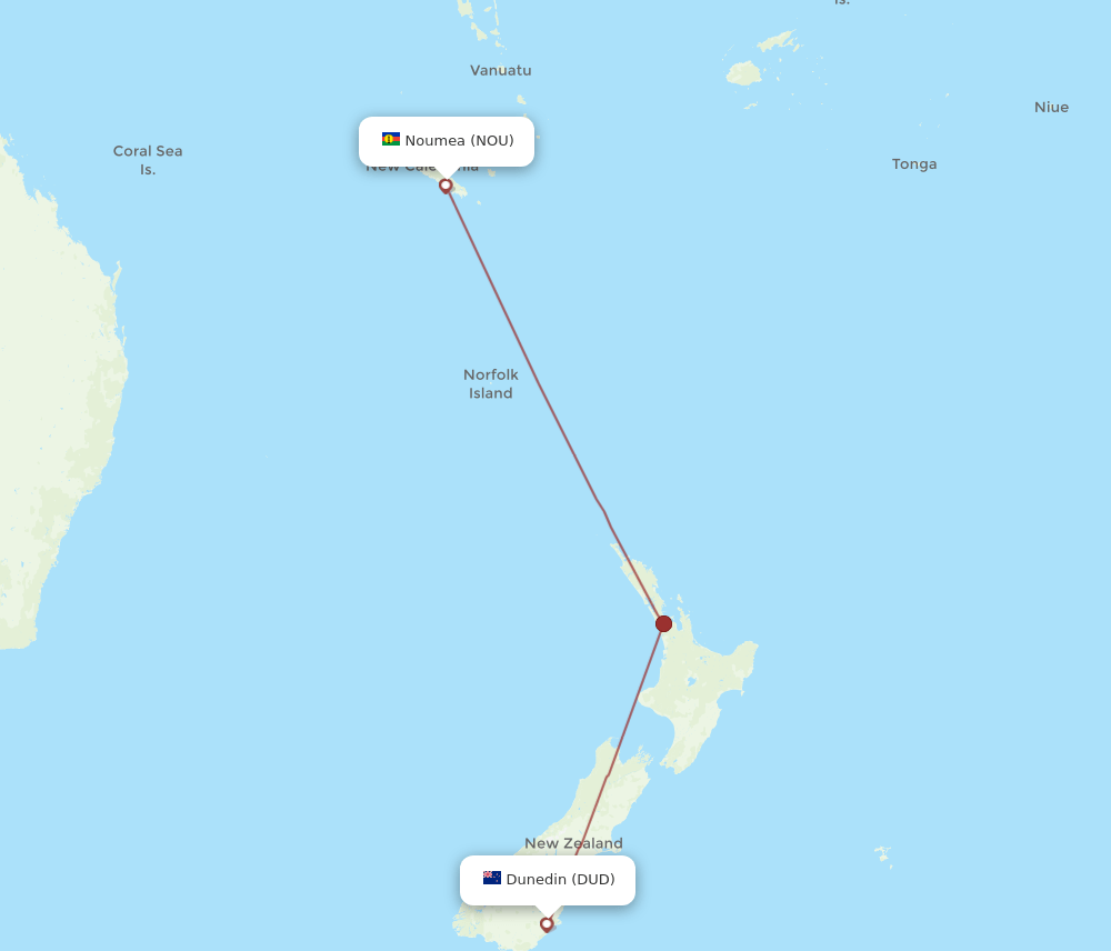 NOU to DUD flights and routes map