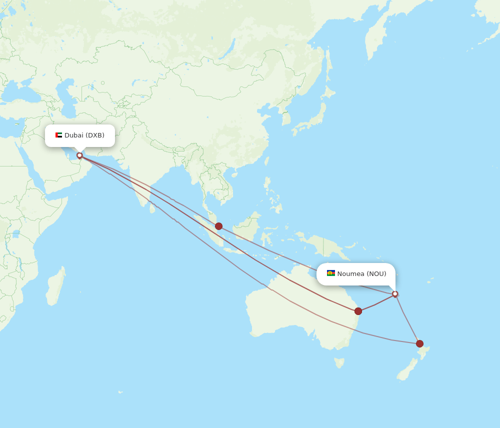 NOU-DXB flight routes