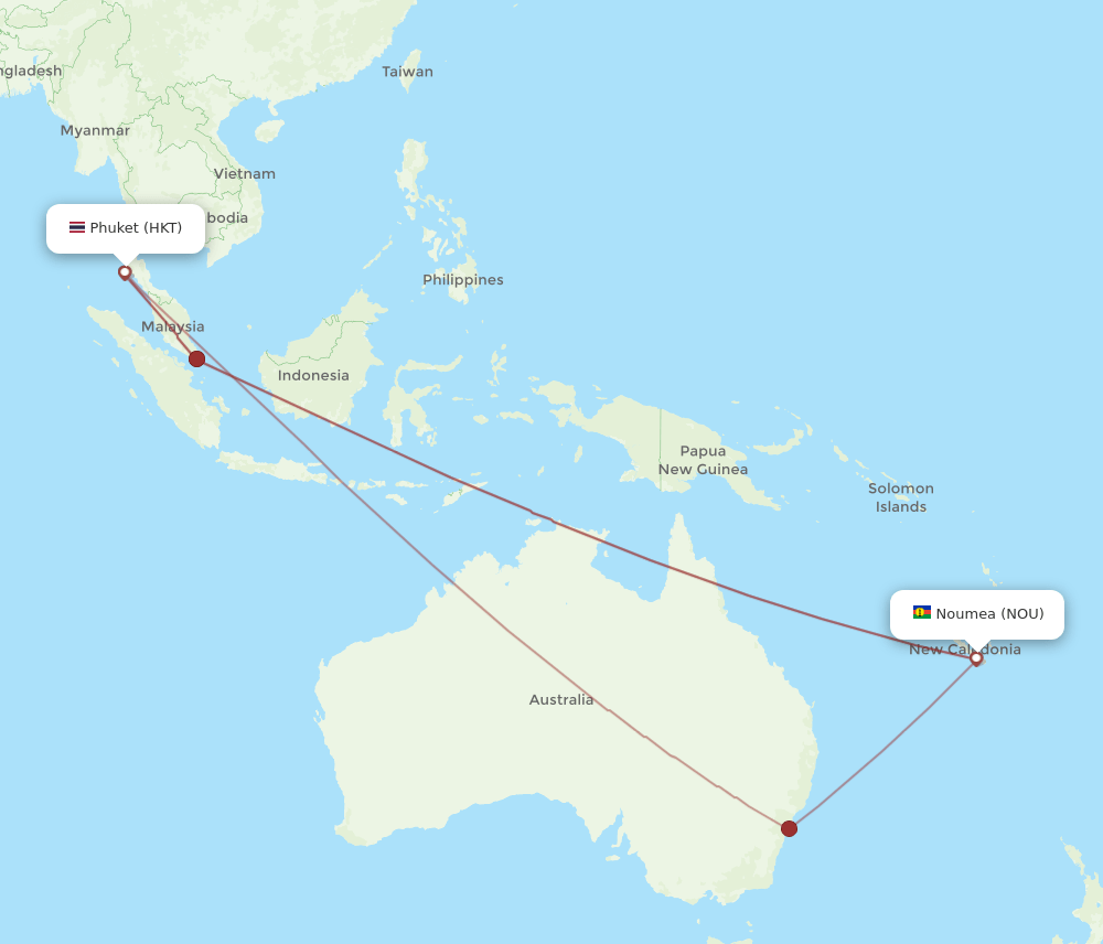 NOU-HKT flight routes