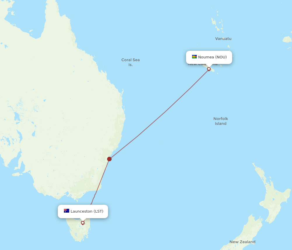 NOU-LST flight routes