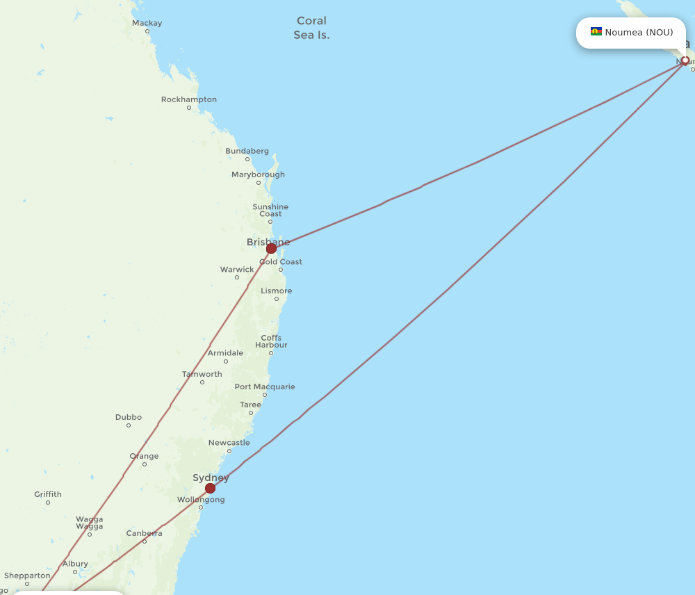 NOU to MEL flights and routes map