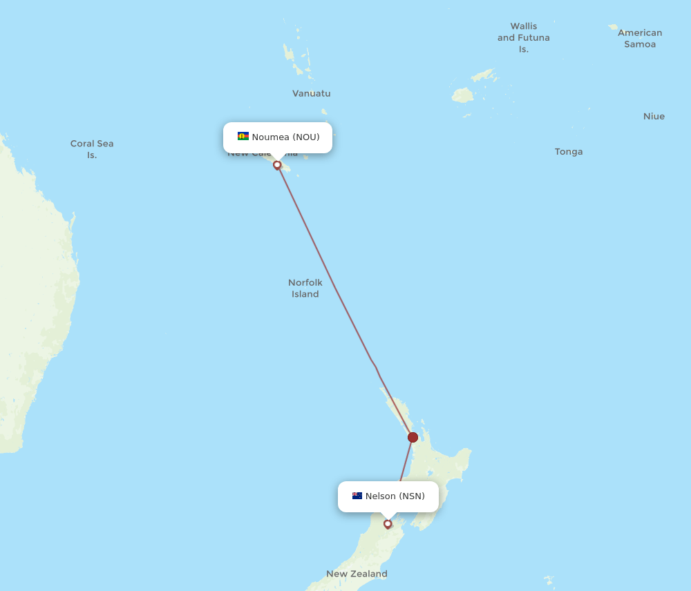 NOU-NSN flight routes