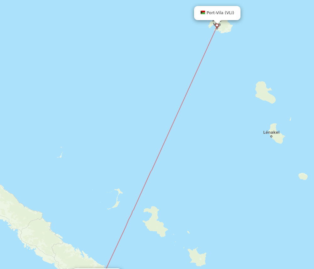 Noumea - Port Vila route map and flight paths