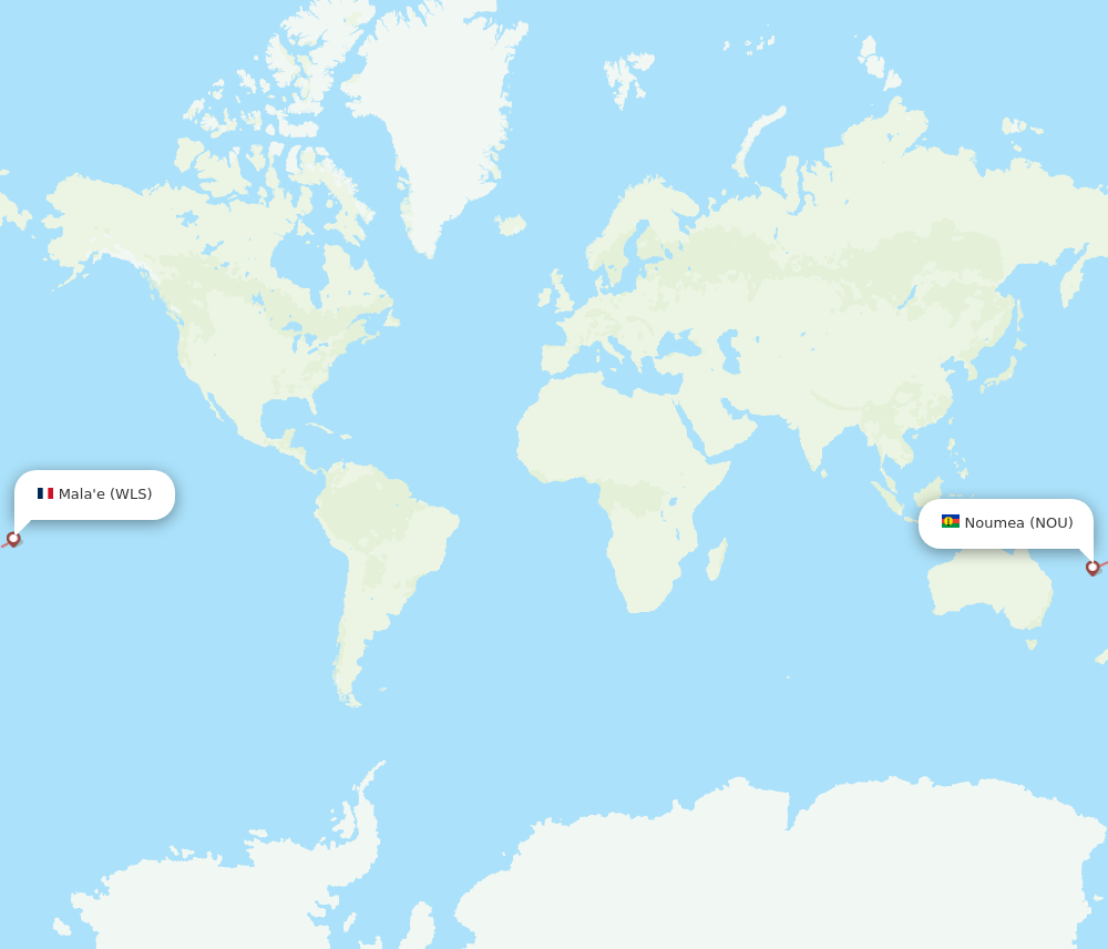Noumea - Wallis Island route map and flight paths