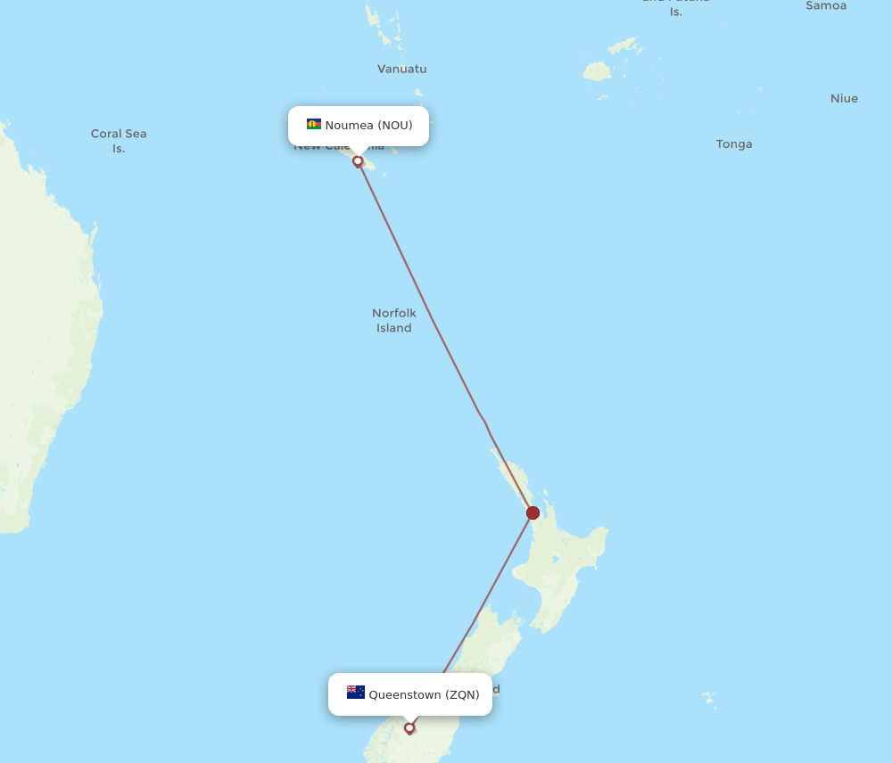 NOU-ZQN flight routes