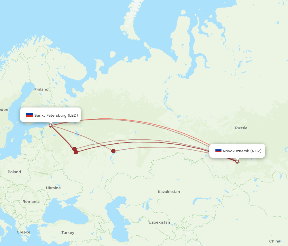 NOZ-LED flight routes
