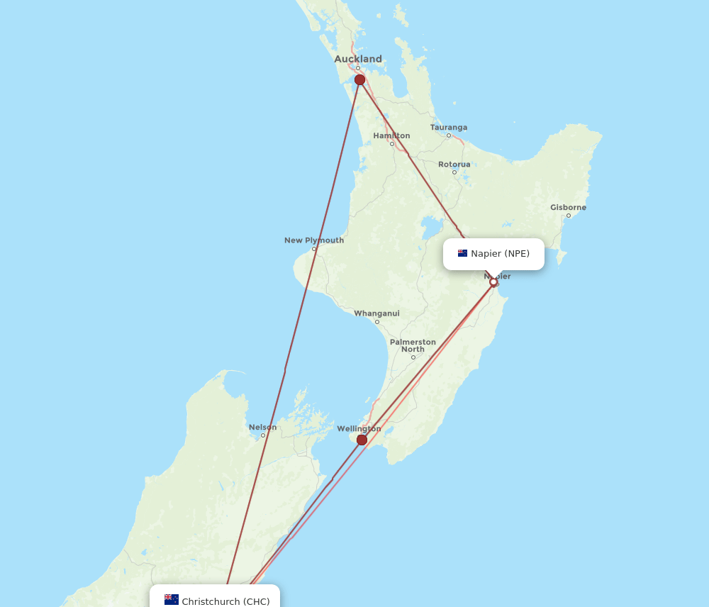 NPE to CHC flights and routes map
