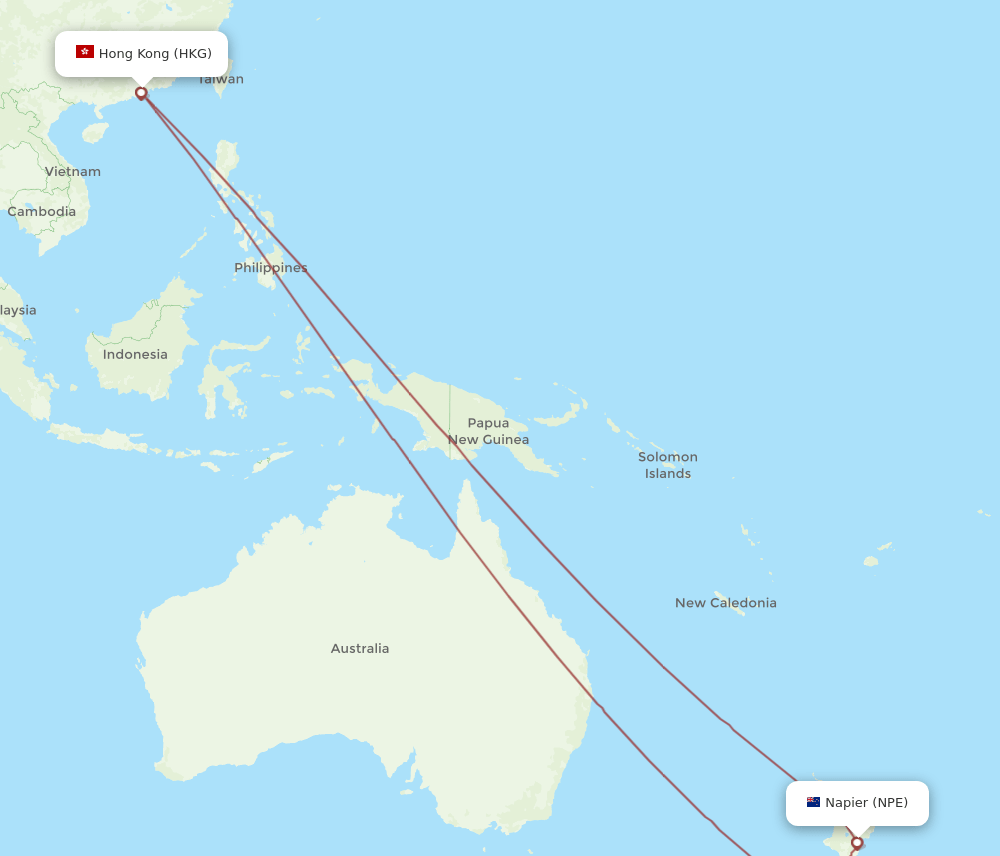 NPE-HKG flight routes