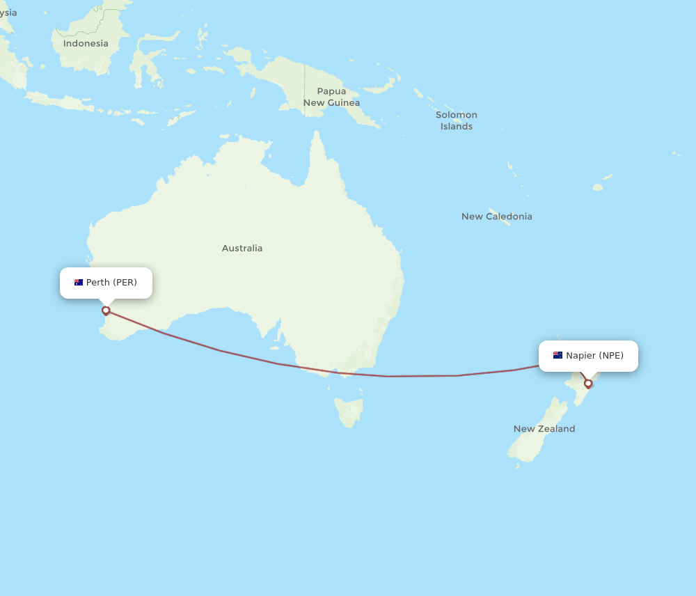 NPE to PER flights and routes map