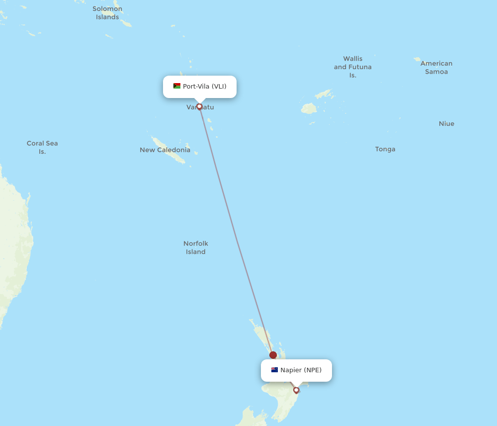 NPE to VLI flights and routes map