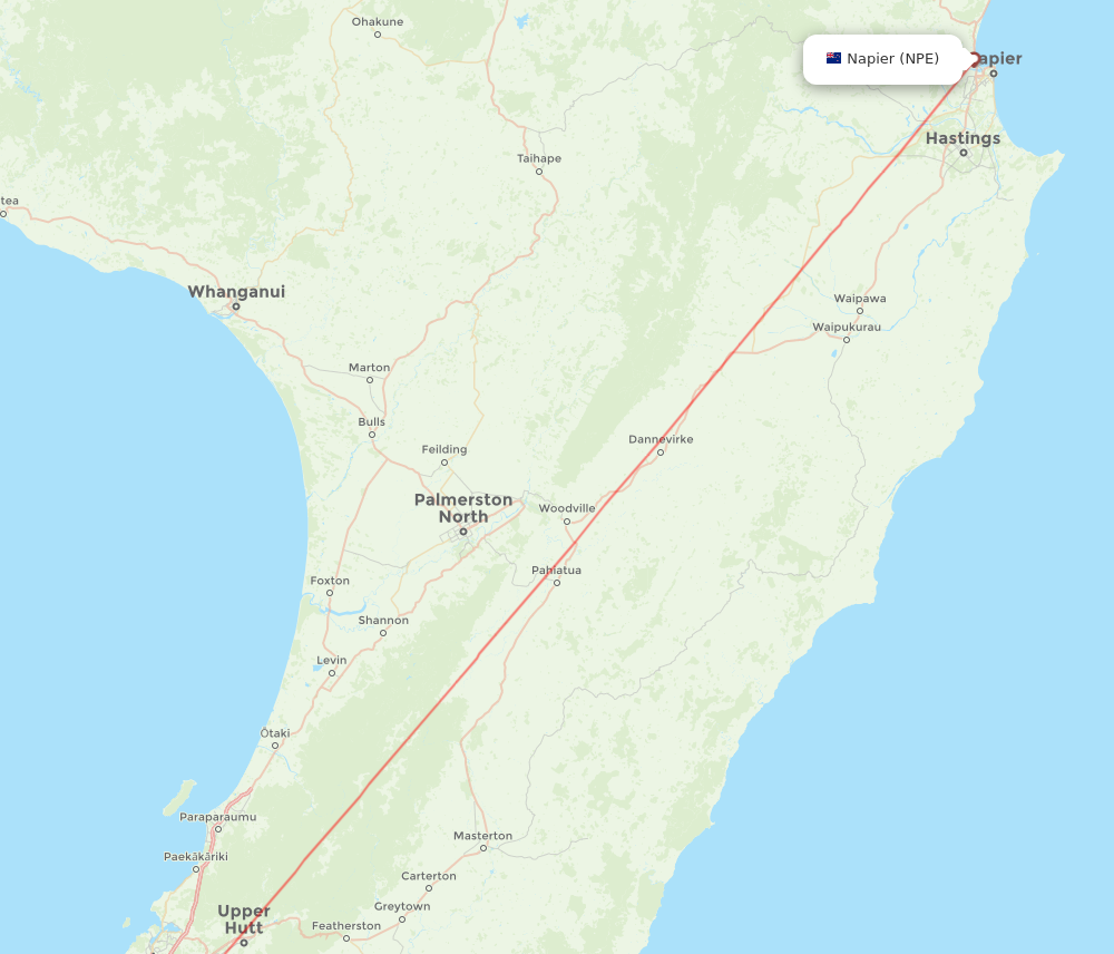 NPE to WLG flights and routes map