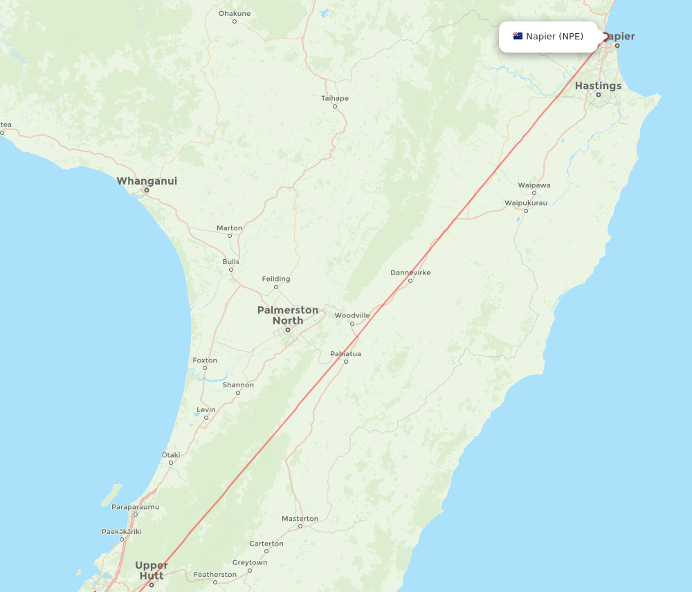 NPE to WLG flights and routes map