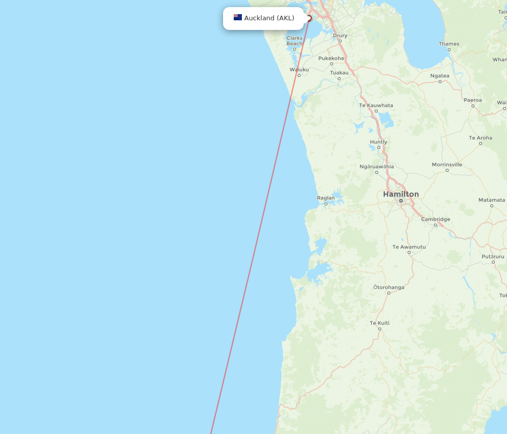 New Plymouth - Auckland route map and flight paths