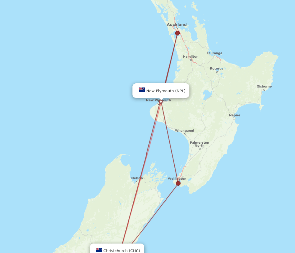 NPL-CHC flight routes