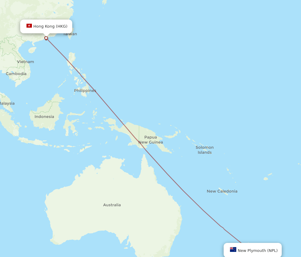 NPL-HKG flight routes