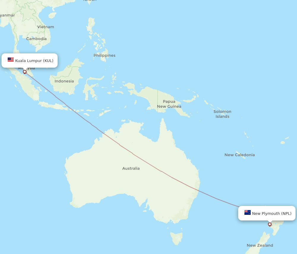 NPL-KUL flight routes