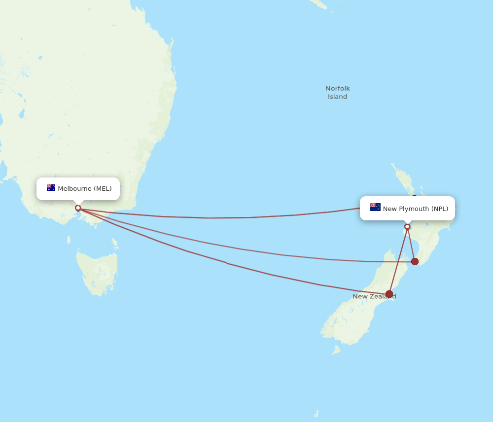 NPL-MEL flight routes