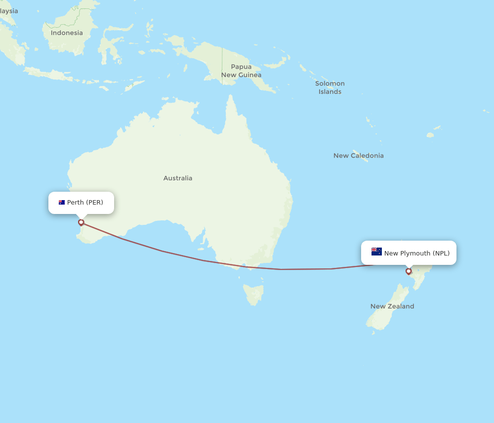 NPL to PER flights and routes map