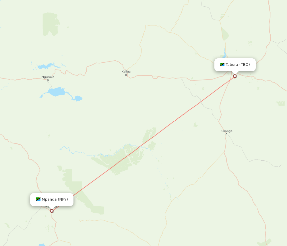 NPY to TBO flights and routes map