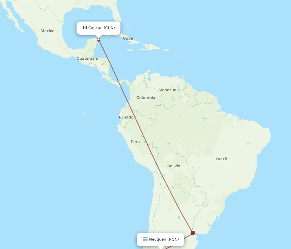 NQN-CUN flight routes