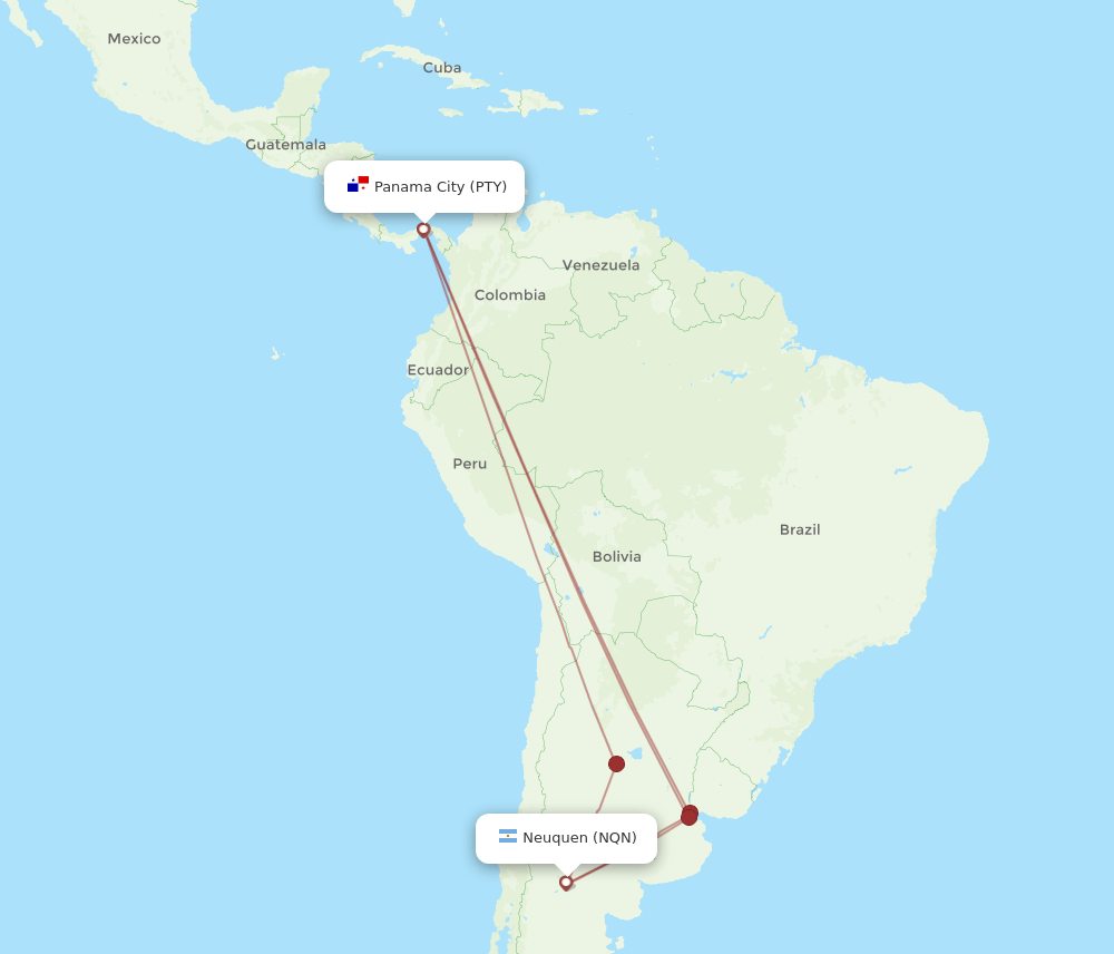 NQN-PTY flight routes